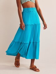 Boden Blue Smocked-Waist Crinkle Skirt - Image 2 of 5