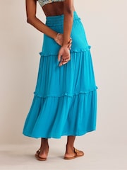 Boden Blue Smocked-Waist Crinkle Skirt - Image 3 of 5