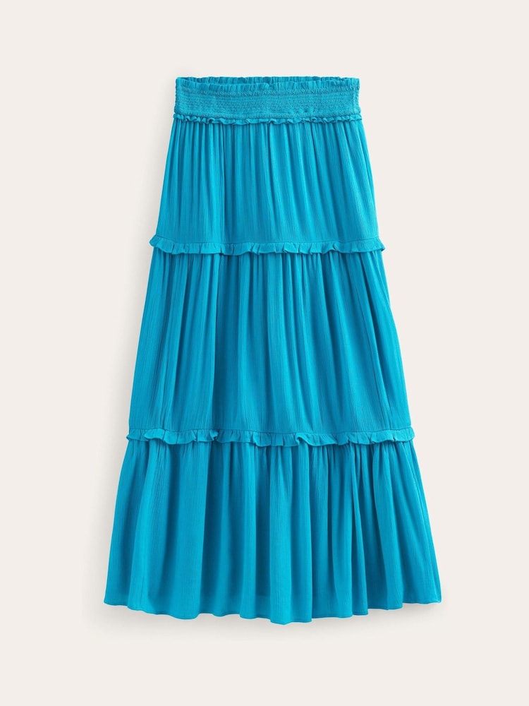 Boden Blue Smocked-Waist Crinkle Skirt - Image 5 of 5