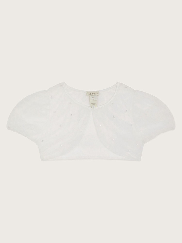 Monsoon Natural Pearl Tulle Cardigan - Image 1 of 3 Monsoon Natural Pearl Tulle Cardigan - Image 1 of 3