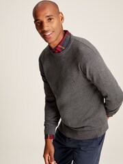 Joules Jarvis Grey Cotton Crew Neck Jumper - Image 1 of 6