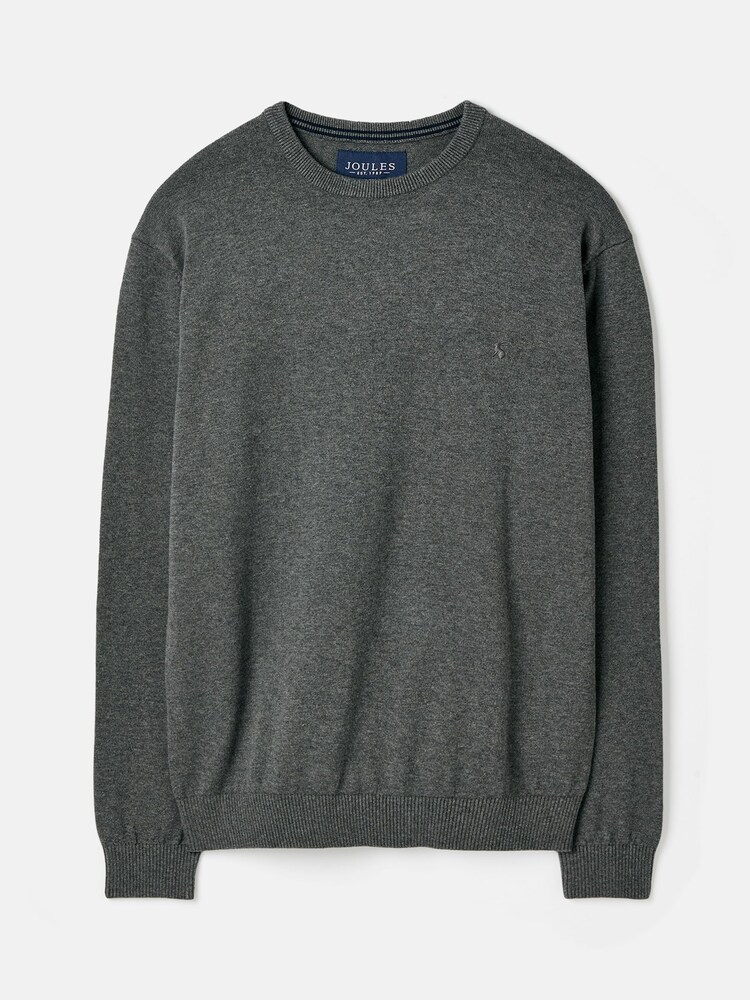 Joules Jarvis Grey Cotton Crew Neck Jumper - Image 6 of 6