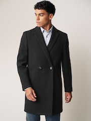 Black Double Breasted Epsom Overcoat - Image 1 of 12