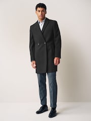 Black Double Breasted Epsom Overcoat - Image 2 of 12