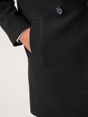 Black Double Breasted Epsom Overcoat - Image 5 of 12
