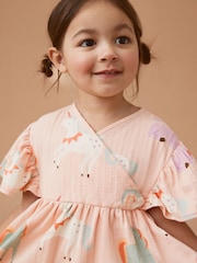 Pink Unicorn Wrap Jersey Dress (3mths-7yrs) - Image 4 of 6