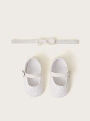 Monsoon Natural Baby Lacey Heart Booties and Bando Set - Image 1 of 3