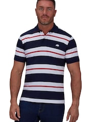 Raging Bull Dark Blue Two Tone Stripe Polo Shirt - Image 1 of 7