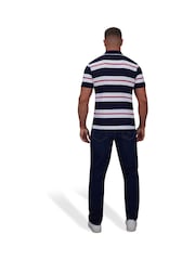 Raging Bull Dark Blue Two Tone Stripe Polo Shirt - Image 2 of 7