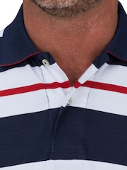 Raging Bull Dark Blue Two Tone Stripe Polo Shirt - Image 3 of 7