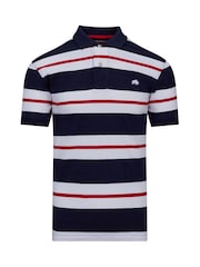 Raging Bull Dark Blue Two Tone Stripe Polo Shirt - Image 5 of 7
