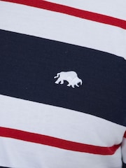 Raging Bull Dark Blue Two Tone Stripe Polo Shirt - Image 6 of 7