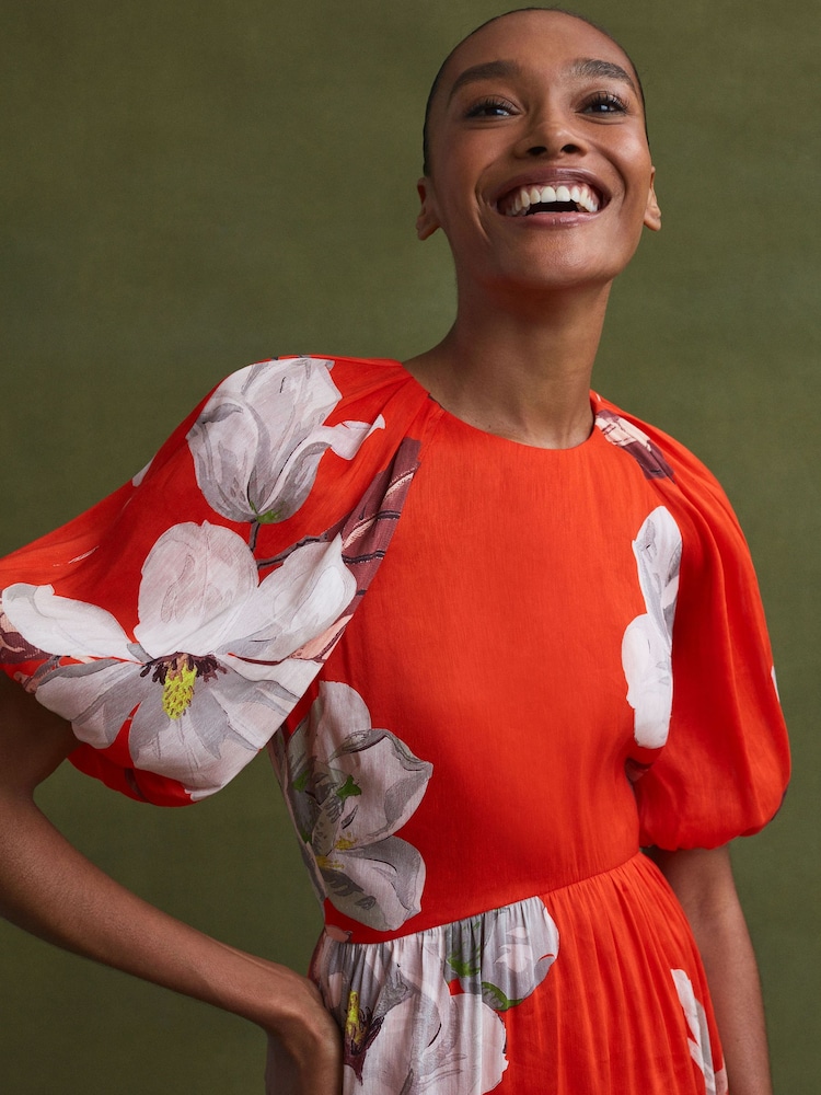 Florere Linen Silk Puff Sleeve Mini Dress - Image 2 of 6