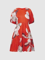 Florere Linen Silk Puff Sleeve Mini Dress - Image 6 of 6