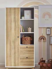 White/Wood Effect Parker Kids Double Wardrobe - Image 1 of 8