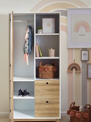 White/Wood Effect Parker Kids Double Wardrobe - Image 2 of 8