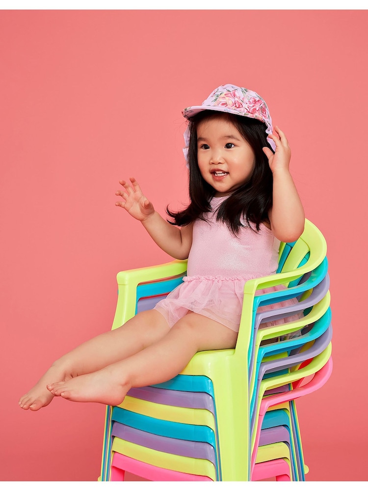 Monsoon Pink Baby Floral Mesh Swimsuit - Image 1 of 4