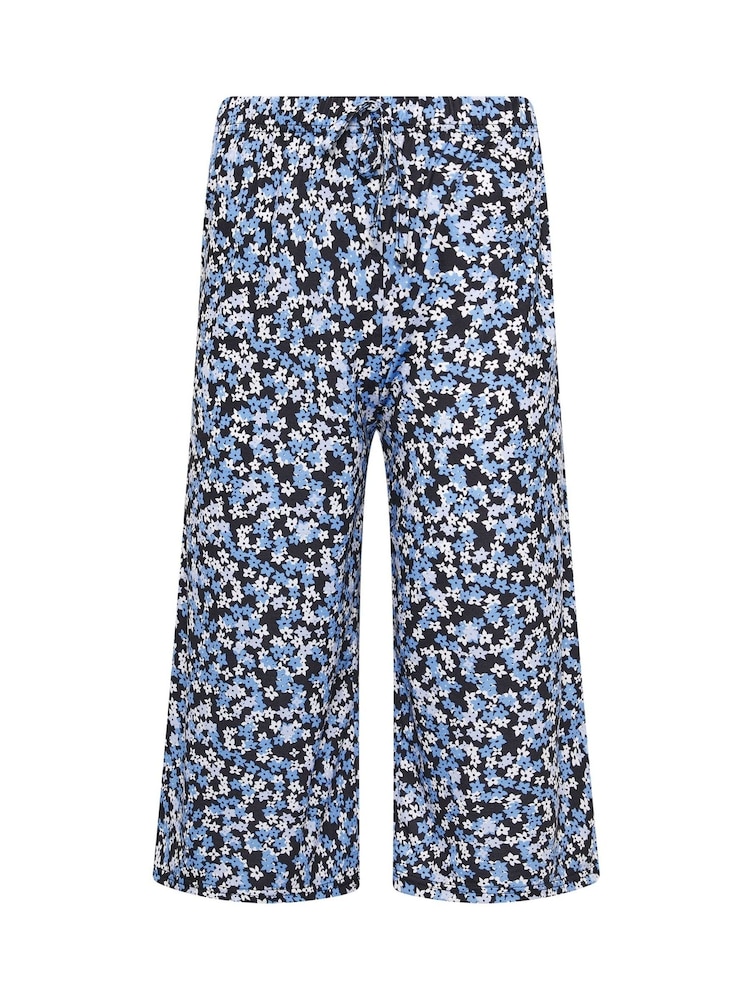 M&Co Blue Floral Petite Wide Leg Culottes - Image 5 of 5 M&Co Blue Floral Petite Wide Leg Culottes - Image 5 of 5
