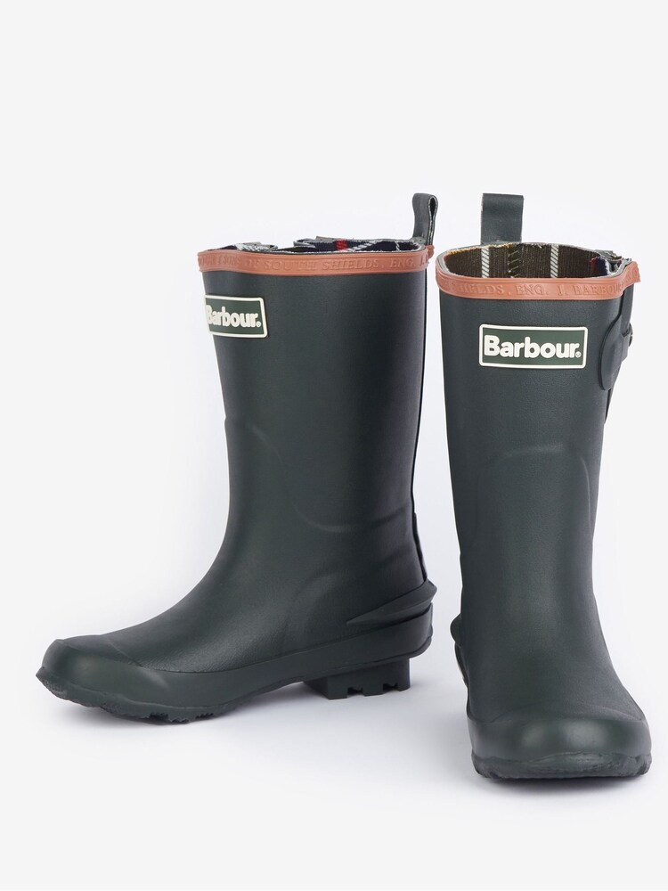 Barbour® Olive Green Simonside Kids Wellies - Image 1 of 6