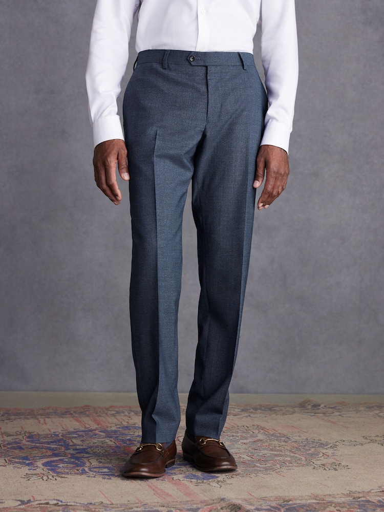 Blue Tailored Fit Signature TG Di Fabio Trim Texture Suit: Trousers - Image 1 of 9