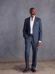 Blue Tailored Fit Signature TG Di Fabio Trim Texture Suit: Trousers - Image 2 of 9