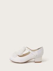 Monsoon Natural Rosette Organza Flower Heels - Image 1 of 3