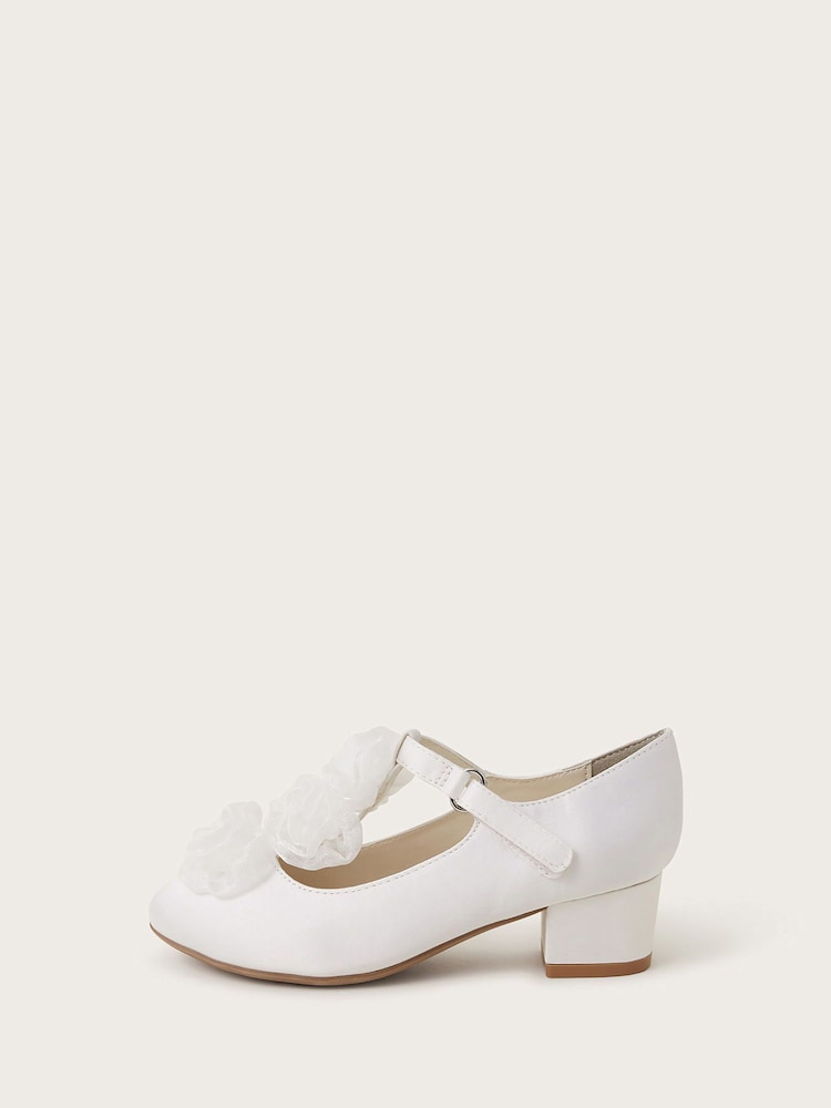 Monsoon Natural Rosette Organza Flower Heels - Image 1 of 3