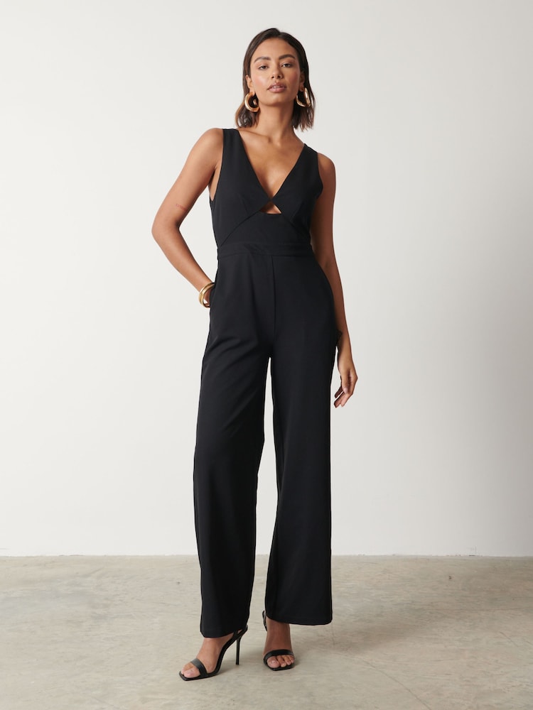 Pretty Lavish Black Miley Tie Back Jumpsuit - Image 1 of 3
