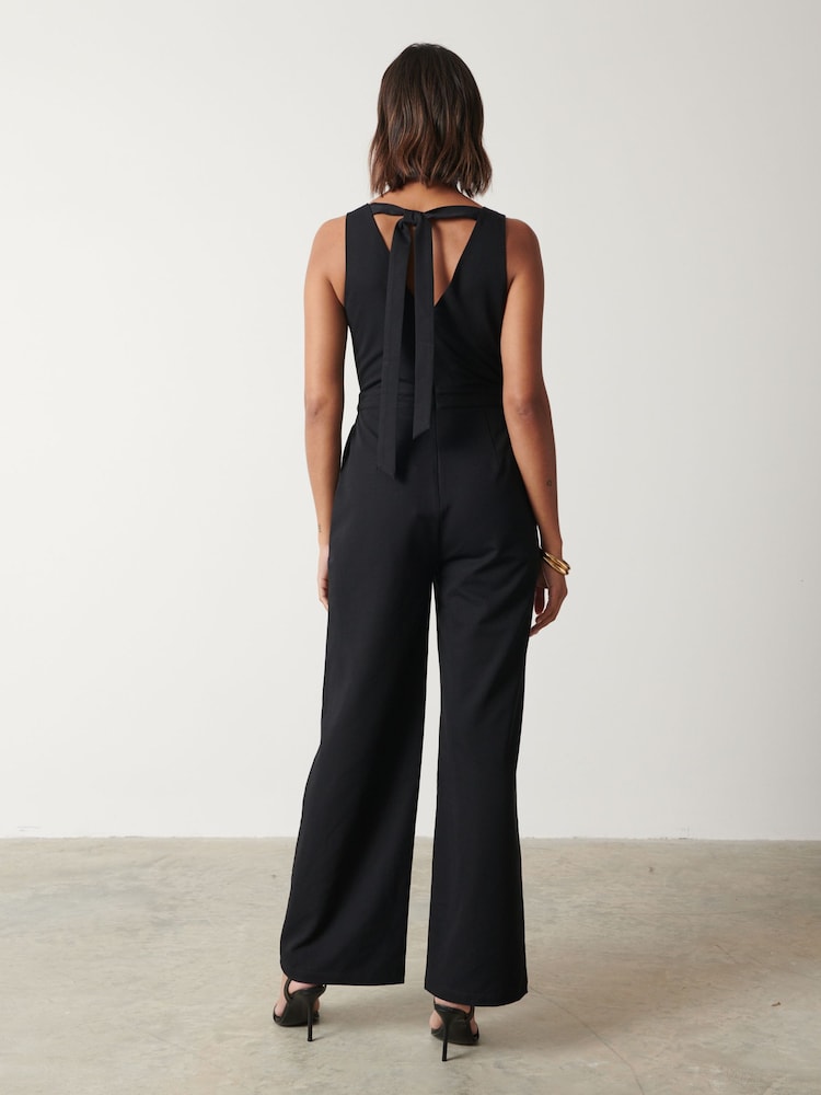 Pretty Lavish Black Miley Tie Back Jumpsuit - Image 2 of 3