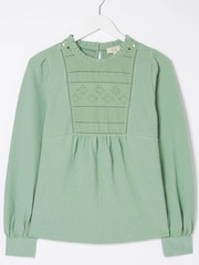 FatFace Green Liza Broderie Top - Image 5 of 5