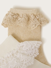 Monsoon Gold Lace Trim Socks 2 Pack - Image 2 of 2