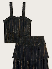 Monsoon Black Frill Metallic Top and Skirt Set - Image 1 of 2