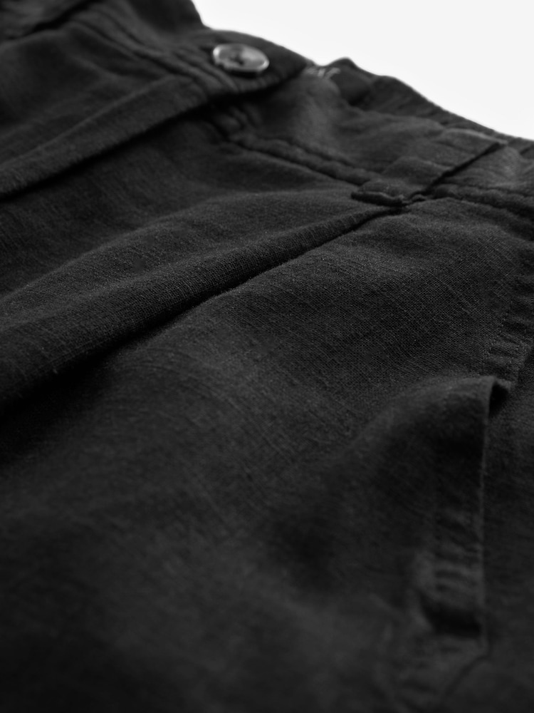 Black Linen Blend Boy Shorts - Image 3 of 3