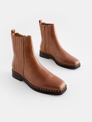 Tan Brown Forever Comfort® Square Toe Chelsea Ankle Boots - Image 1 of 5