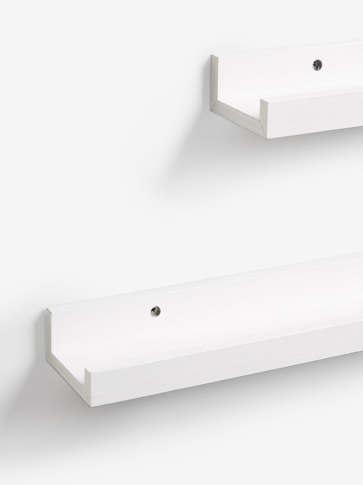 White Wood Effect Picture Ledge Wall Shelf - Image 3 of 4