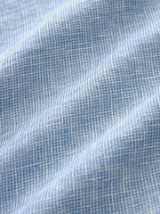 Blue Standard Collar Linen Blend Long Sleeve 100% Cotton Shirt - Image 8 of 9