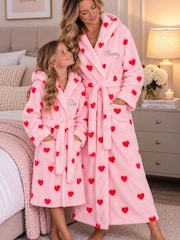Personalised Plush Heart Print Dressing Gown by Lulabay - Image 3 of 4
