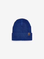 Cobalt Blue Knitted Rib Beanie Hat (1-16yrs) - Image 1 of 2