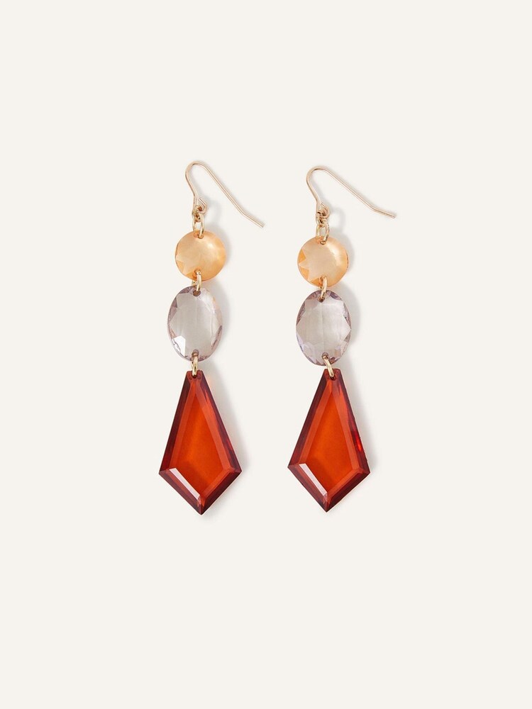 Accessorize Orange Statement Gem Earrings - Image 1 of 3