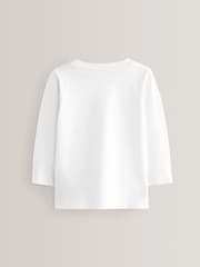 White 2 Pack Long Sleeve T-Shirts 2 Pack (3mths-7yrs) - Image 3 of 3