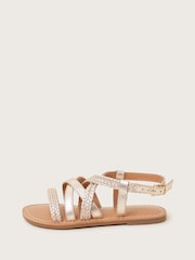 Monsoon Gold Leather Plaited Sandals - Image 2 of 3