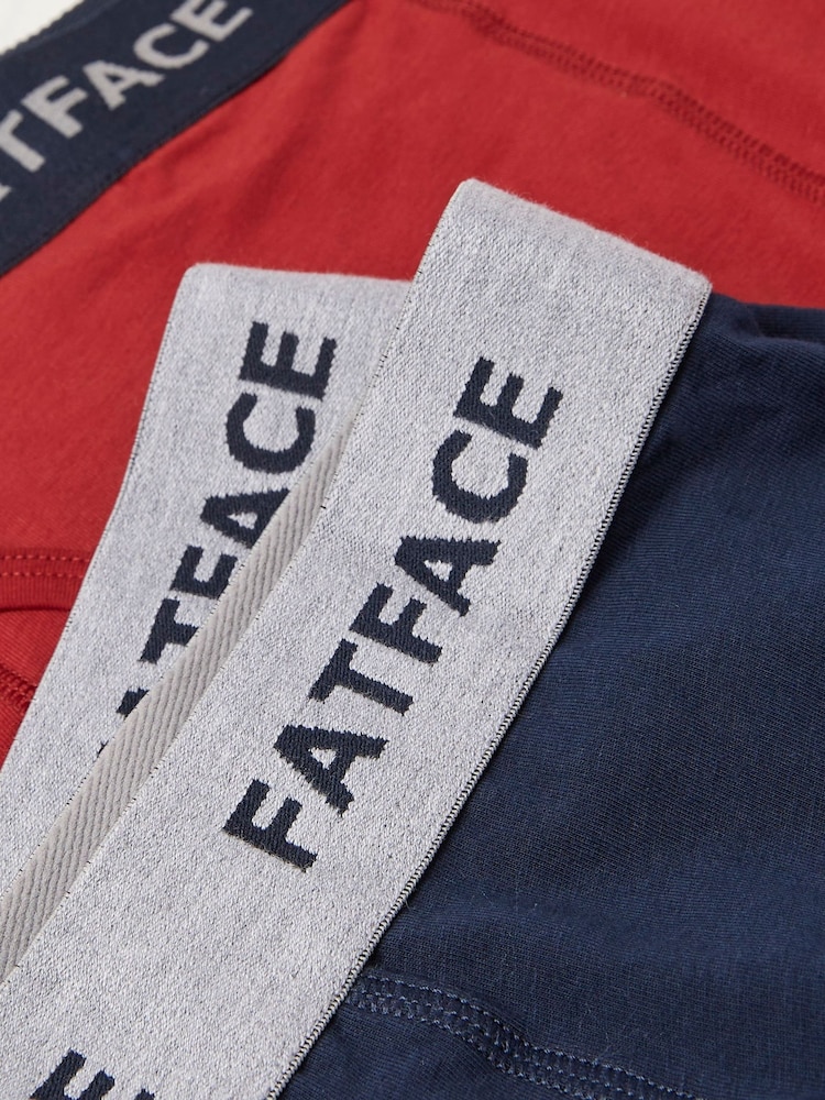 FatFace Red Plain Boxers 2 Pack - Image 2 of 2