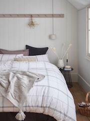 2 Pack Grey/White Check Reversible Duvet Cover and Pillowcase Set - Image 3 of 7