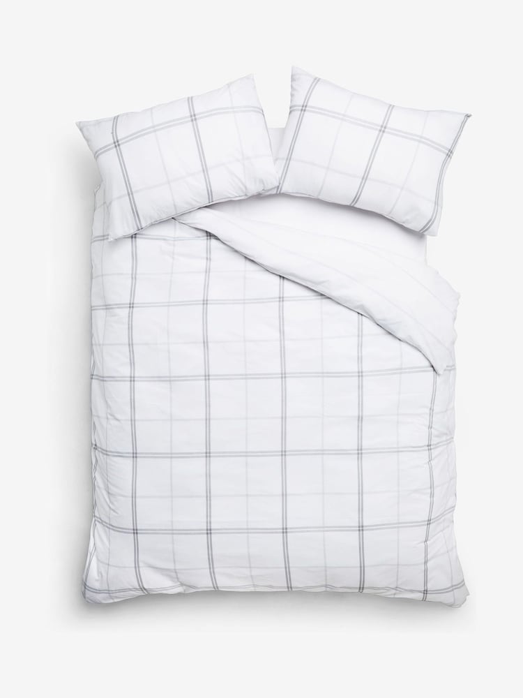 2 Pack Grey/White Check Reversible Duvet Cover and Pillowcase Set - Image 7 of 7