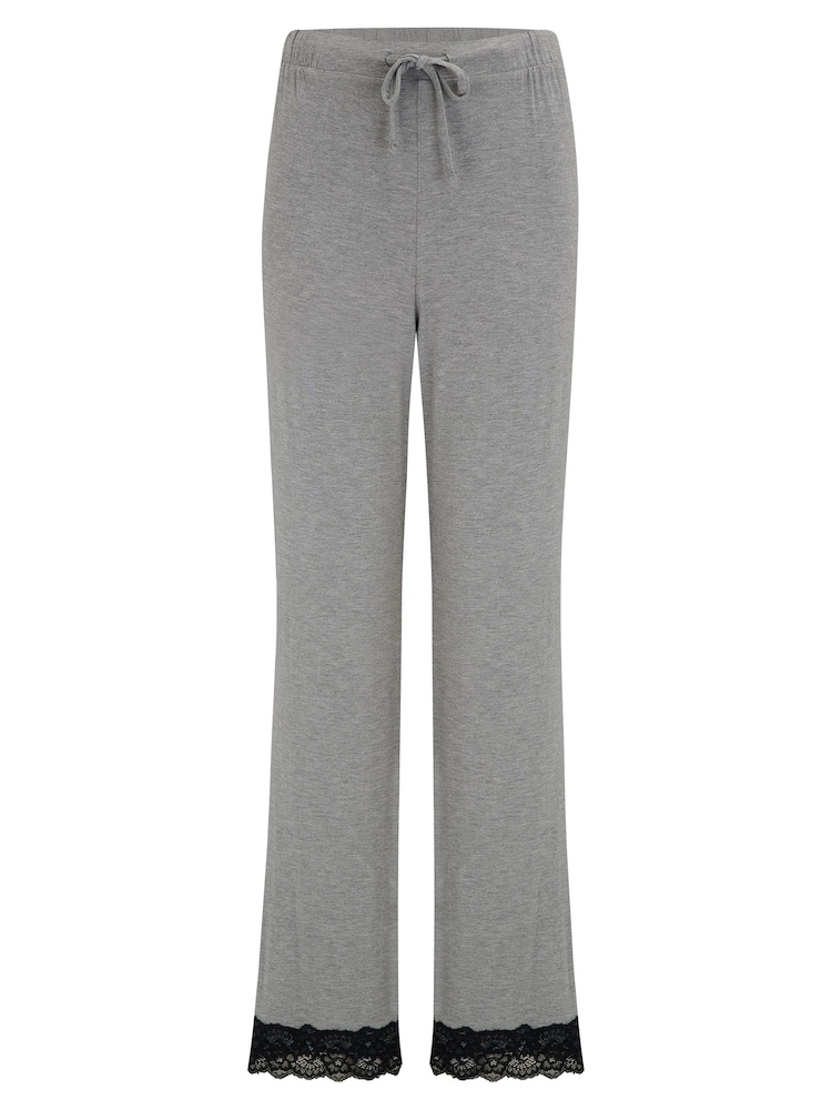 Grijs en zwart - Pour Moi - Sofa Loves Lace zachte jersey pyjamabroek - Image 3 of 4