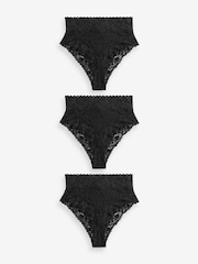 Schwarz - Slip mit floraler Spitze, 3er Pack - Image 5 of 5