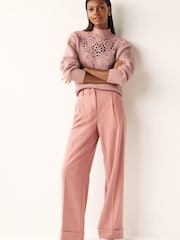 Blush Pink Embellished Crochet High Neck Jumper - Image 2 of 7