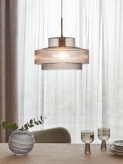 Lipsy Gold Pendant Ribbed Glass Ceiling Light - Image 1 of 5