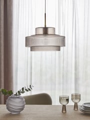 Lipsy Gold Pendant Ribbed Glass Ceiling Light - Image 2 of 5