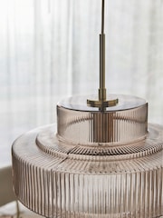 Lipsy Gold Pendant Ribbed Glass Ceiling Light - Image 3 of 5